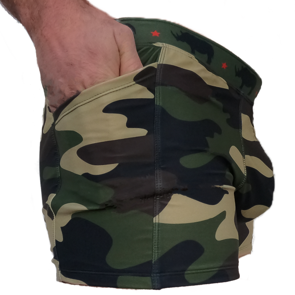 The Rhino Green Camo Man Trunks